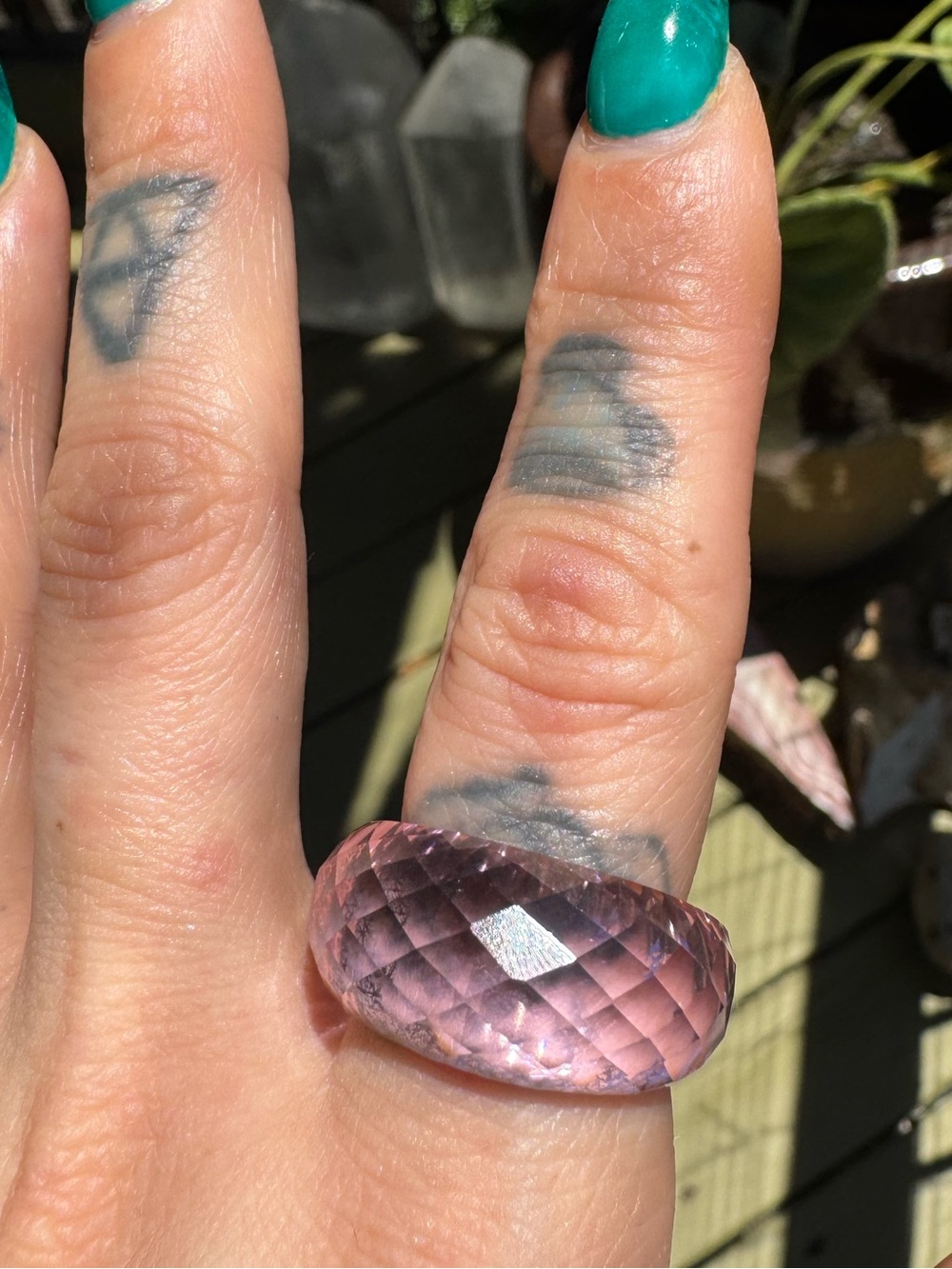 Stunning Swarovski Glass Faceted Pink Dome Ring size 8